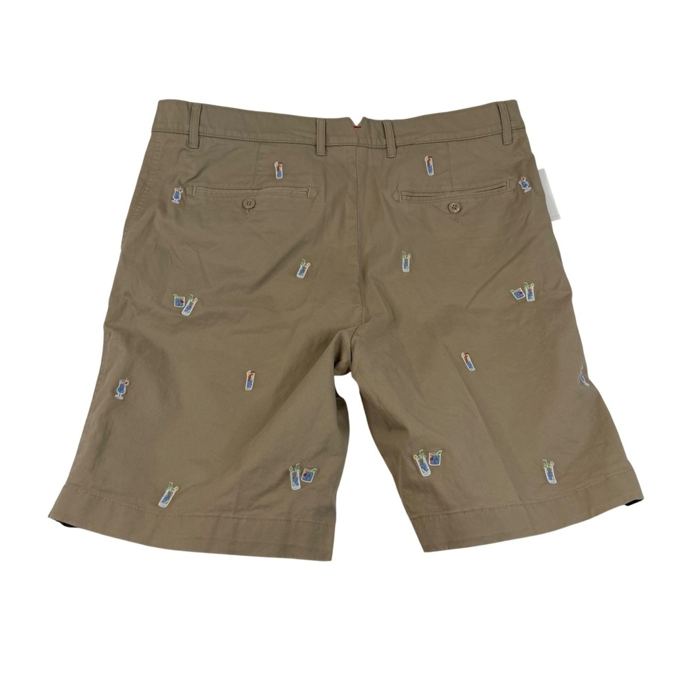 Cremieux Madison Mens 38 Khaki Shorts Embroidered Cocktail Drinks New NWT 9